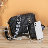 2Pcs Rhombus Shoulder Bag With Wallet Letter Print Wide Shoulder Strap Small Square Bag Large Capacity Cell Phone Crossbody Bags - AL MONI EXPRESS