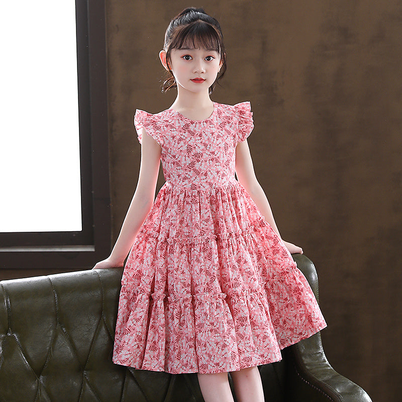 Girls' Cotton New Hot Sell Style Floral Dress