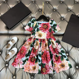 Flower Short Sleeved Girls Summer Dress