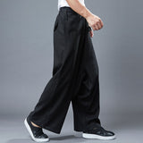 Men's Linen Casual Pants Wide Leg Crotch Pants