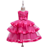 Girls Sleeveless Princess Cake Mesh Dress