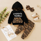 Clothes Letter Print Hooded Leopard-print Trousers