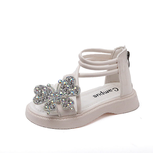 Children's Open-toe Bow Shiny Diamond Sandals