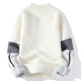 Men's Winter Mink Fur Half Turtleneck Warm Bottoming Sweater