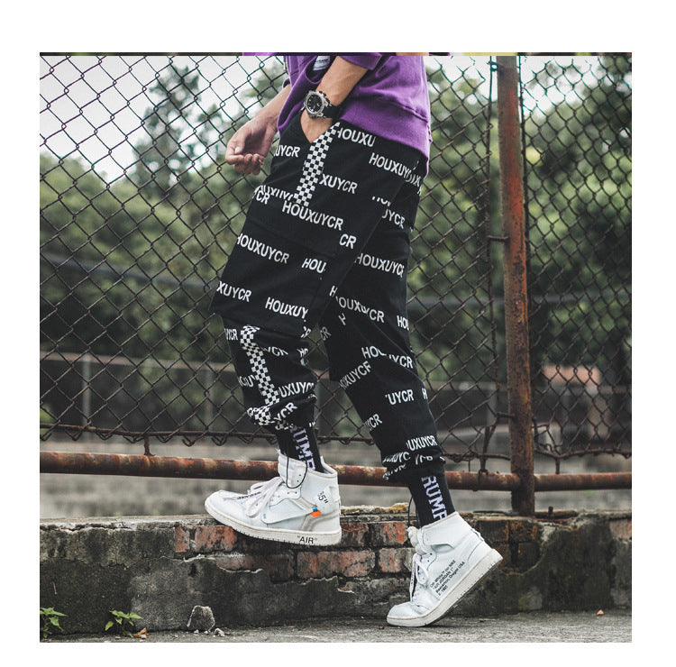 Letter print men's growth pants