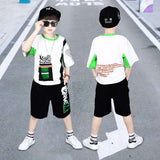 Boys' Summer Loose Sports Clothes Middle And Big Children's Two Piece Set