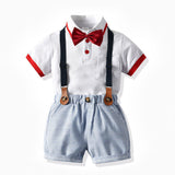 Boys' Short-sleeved T-shirt Suspender Pants