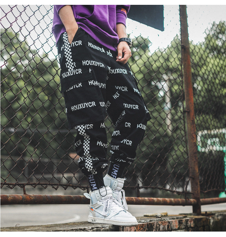 Letter print men's growth pants