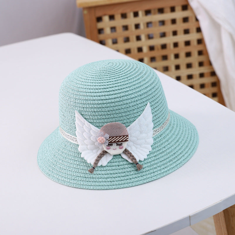 Children's straw hat bag set