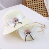 Children's straw hat bag set