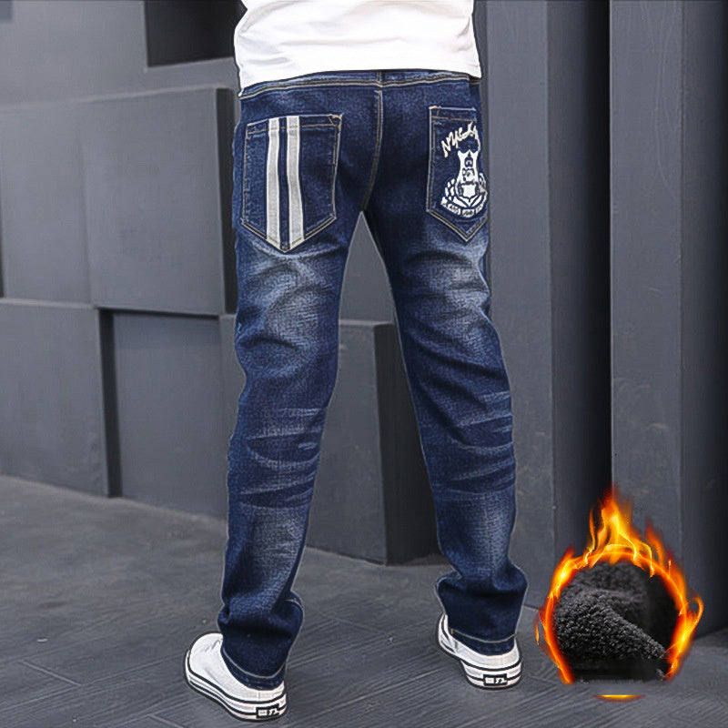 Warm and fleece boy jeans