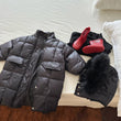 Solid Color Fur Collar Down Jacket Baby Long Section