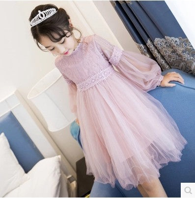 Girl dress, long sleeve princess dress, children dress, autumn dress Princess House, lace big child yarn skirt wholesale for children