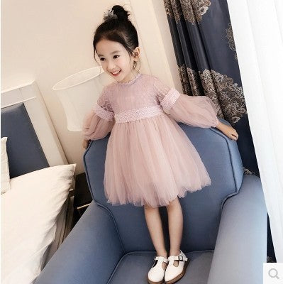 Girl dress, long sleeve princess dress, children dress, autumn dress Princess House, lace big child yarn skirt wholesale for children