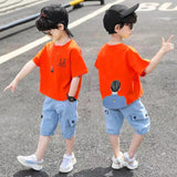 Children's Short Sleeved Suit Boys Summer Handsome Sports Clothes Trend