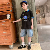 Boys Summer Short-sleeved Suits, Children's Handsome Summer Clothes