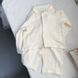 Children's Pajamas Cotton Gauze Polka Dot Long Sleeve Two-piece Set