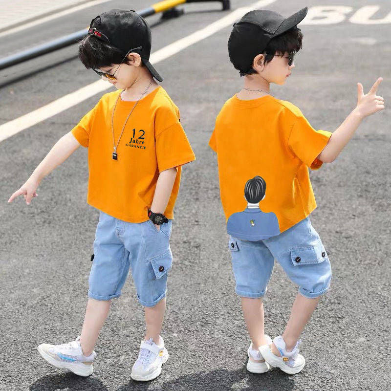 Children's Short Sleeved Suit Boys Summer Handsome Sports Clothes Trend