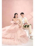 Street Photography Pettiskirt Colored Mesh Temperament Banquet Light Wedding Dress