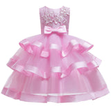 Girls Sleeveless Princess Cake Mesh Dress