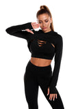 3pcs Sports Suits Long Sleeve Hooded Top Hollow Design Camisole And Butt Lifting High Waist Seamless Fitness Leggings Sports Gym Outfits Clothing - AL MONI EXPRESS