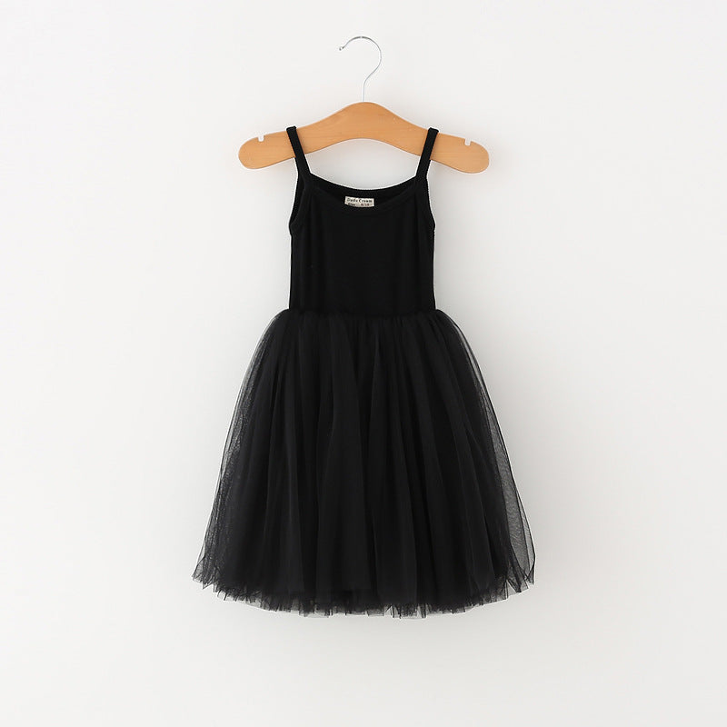 Girls' suspender mesh dress