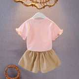 Girls suit new casual foreign summer dress trendy tide clothes cotton children's T-shirt shorts sports two-piece