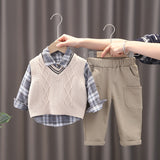 Fashion Personality Boy Sweater Vest Three-piece Set