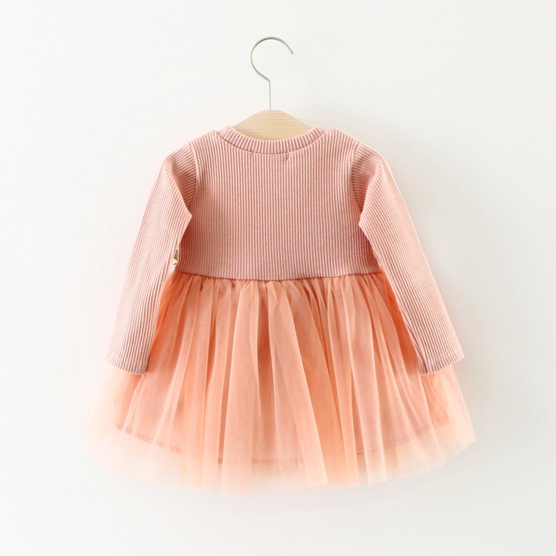 A031 new fall manufacturers selling children waist flowers long sleeved dress princess dress baby skirt