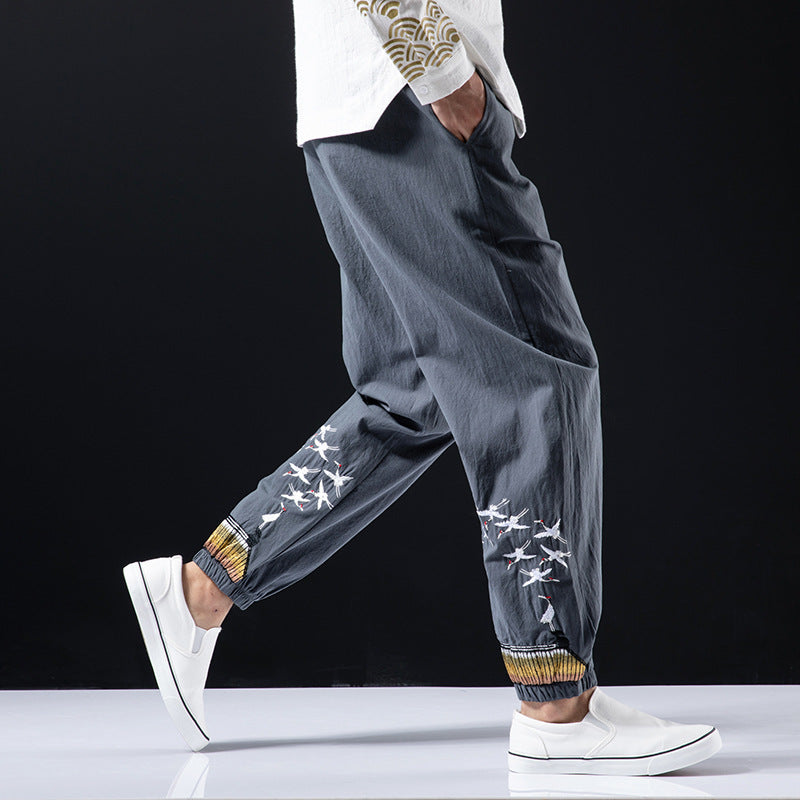 Chinese style men's plus size casual pants