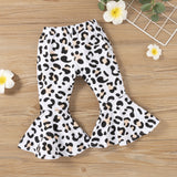 Children Leopard Flared Pants Casual Suit