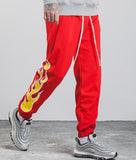 Hop Pants Flame Print Women Men Red Black Blue Joggers Pants Skateboard Sweatpants