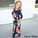 Amazon children's dresses Europe and the United States round neck print girls long skirt eBay AliExpress girls explosion models