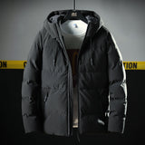 Men's Hooded Thick Solid Color Slim Casual Cotton Coat