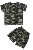 Boys summer short sleeve camouflage clothing