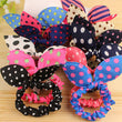 Knotted Fabric Polka Dot Bunny Ear Hair Tie