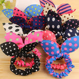 Knotted Fabric Polka Dot Bunny Ear Hair Tie