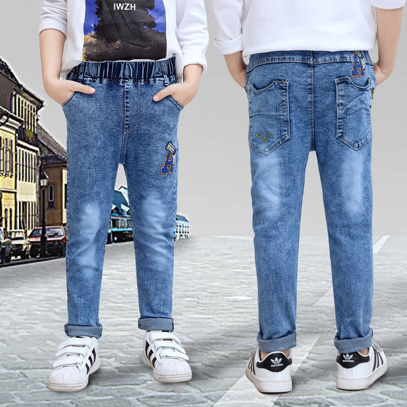 Boys Jeans Autumn And Winter New One-piece Velvet