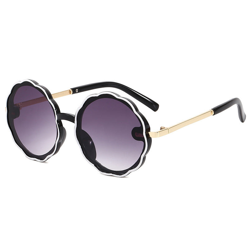 Kids Wave Frame Vintage Round Frame Sunglasses