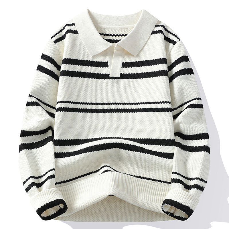 Men's Striped Lapel Warm Cold-resistant Student Wear Comfortable Sweater