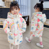 New Style Children's Down Jacket Middle Long Cute Thickened Cotton