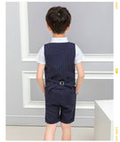 Spring And Summer Boys' Short-sleeved Shorts Suit Striped Children Clothes