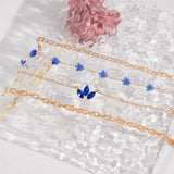 4pcs Blue Flower Love Butterfly Bracelet Set With Rhinestones Design Valentines Day - AL MONI EXPRESS