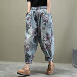 Loose all-match printed washed cotton jeans