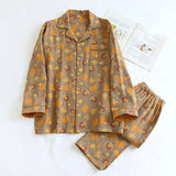 Woven Jacquard Lapel Pajamas Suit Loose