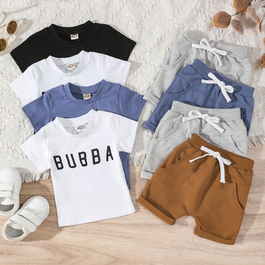 Boys' Casual Letter Printed T-shirt Set