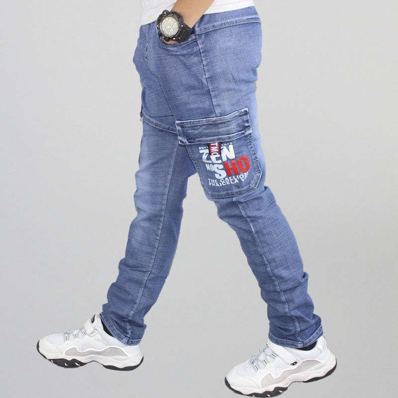 Boys Jeans Casual Pants Straight Stretch