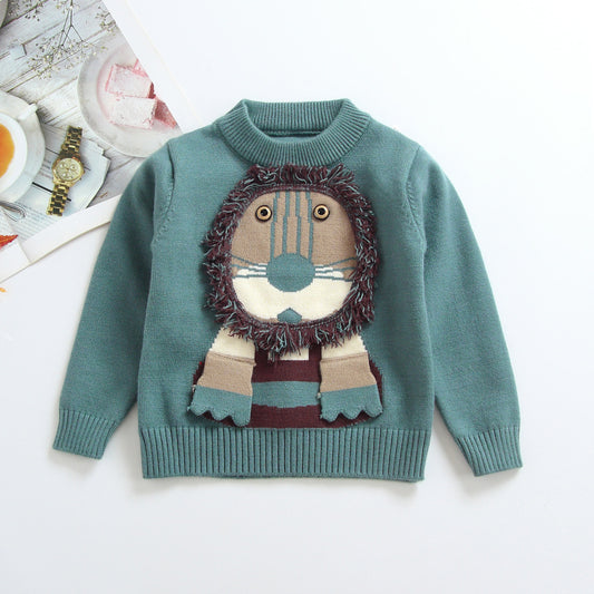 A cartoon lion knit sweater