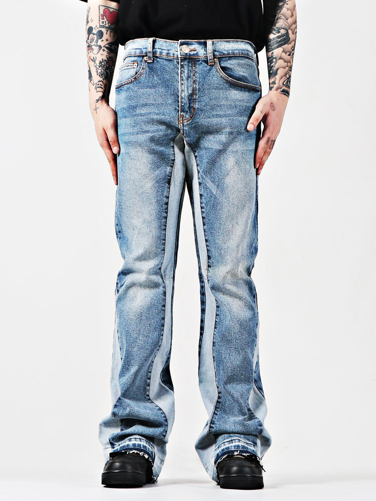 Retro Washed Loose And Slightly Elastic Flared Jeans