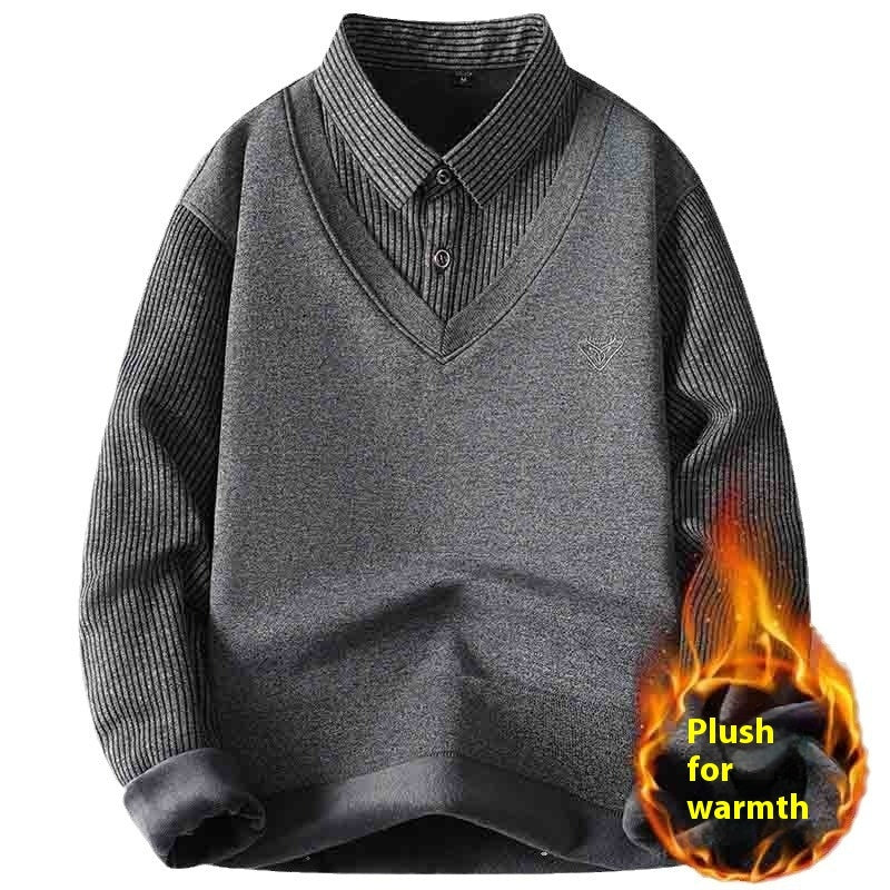 Autumn And Winter Men's False Two Pieces Knitted Cardigan